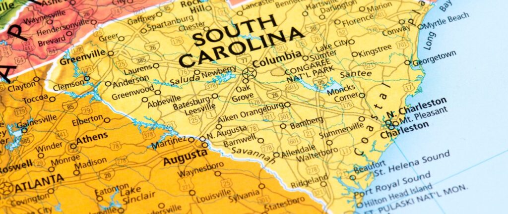 South Carolina on a map